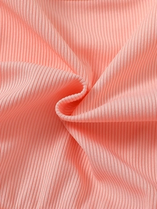 Pink ribbed knit fabric detail for girls' spring dress with soft vertical texture