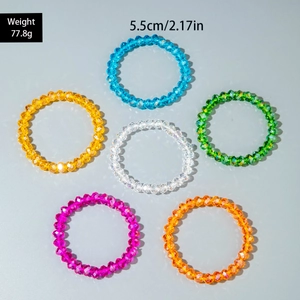 Detailed view of colorful faceted bead bracelets weighing 77.8g with 5.5cm diameter