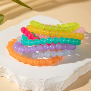 Colorful 8mm acrylic bead bracelets in dopamine style for summer fashion accessories