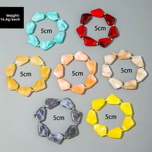 Bracelets bohèmes en perles acryliques irrégulières multicouleurs, diamètre de 5 cm