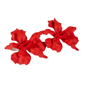 Vibrant red 3D flower earrings with matte finish petals for parties and vacation