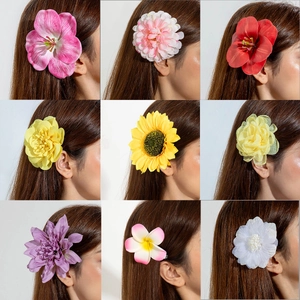 Pinces À Cheveux Fleurs En Polyester Organza Florales Épingles À Cheveux Été Plage Mariage Vacances Style Bohème Femmes