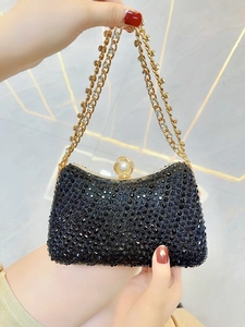 Abendtasche Mit Strasssteinen Damen Funkelnde Formelle Bankett Hochzeit Party Handtasche Mit Kunstperle Metallrahmen