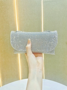 Rhinestone Evening Clutch Bag Women Sparkling Handbag With Metal Chain Shoulder Strap Flap Crossbody Bag Party Wedding Accessory