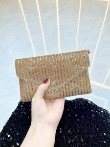 Sac De Soirée Strass Pochette Enveloppe Avec Chaîne Métallique Pour Femmes Mariage Fête Banquet Élégant Étincelant