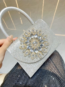 Sac De Soirée De Luxe En Strass Pour Femmes Sac À Main Cristal Tournesol Pochette De Mariage Avec Chaîne En Métal