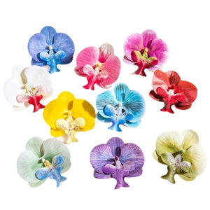 Vibrant set of artificial orchid flower heads for DIY crafts in ten colorful varieties