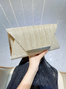 Elegant Women Sequin Evening Bag Glitter Clutch Purse With Metal Chain Strap For Wedding Party Banquet Envelope Crossbody Bag