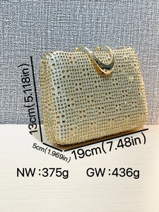 Luxurious gold rhinestone evening clutch bag with sparkling diamond crystal design