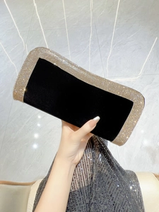 Borsa Da Sera Clutch Velluto Raso Bordo Strass Forma Conchiglia Per Feste Matrimonio Elegante Borsa A Tracolla Con Catena Rimovibile