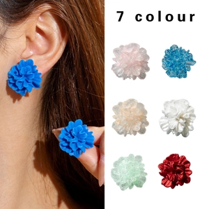 Resin 3D Flower Stud Earrings Stereoscopic Layered Floral Chic Fashion Jewelry For Women Colorful Elegant Accessory