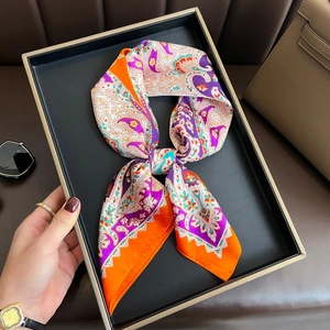 Vintage Paisley Print Square Scarf Faux Satin Satin Neck Head Bandana Elegant Lightweight Versatile Accessory For Women
