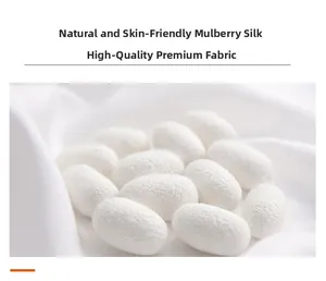 Macro shot of high-quality white natural mulberry silk cocoons for premium fabric texture