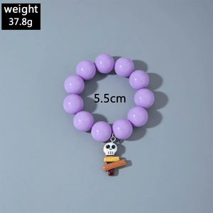 Purple beaded Halloween bracelet with skull pendant, weight 37.8g, inner diameter 5.5cm