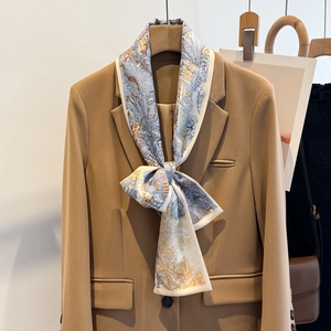 Sciarpa In Finta Raso Con Stampa Floreale Nastro Da Collo Lungo Stretto Elegante Sciarpa Di Raso A Doppio Strato Da Donna