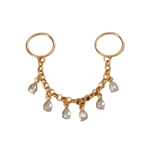 Bijou de corps doré avec pendentifs en cristal de goutte sur une chaîne raffinée