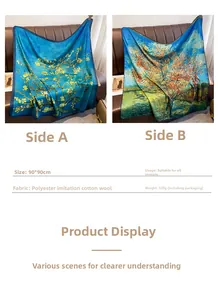 Detail of 90x90cm double-sided oil painting print scarf with premium polyester fabric