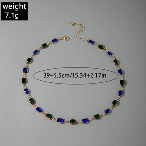 Detail of colorful crystal layered necklace with length 39+5.5cm and 7.1g weight specs