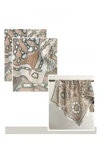 Detail view of the fine machine-stitched edge and premium silk texture on the chain scarf
