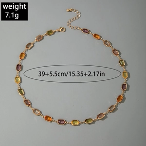 Macro shot of colorful gemstone necklace with 39cm length and 7.1g weight details