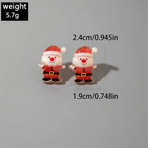 Detailed view of resin Santa Claus earrings with red sequins and white beard