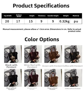 Spécifications de taille et options de couleur pour le sac seau vintage en cuir PU