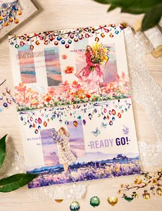 Detail of PET stickers featuring dreamy floral girls and landscapes for journaling