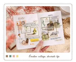 Adesivi botanici retrò per scrapbooking con motivi floreali e francobolli d'epoca