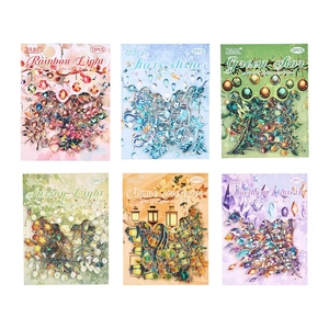Starry Lantern series PET stickers for DIY scrapbooking, 12 sheets with 6 vibrant designs