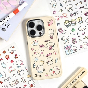 Cute Korean style cartoon bear phone case for iPhone with cream silicone musical stickers