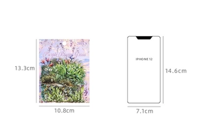 Size reference for Purple Rhyme Grass floral sticker pack with iPhone 12 for scale