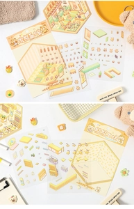 Λεπτομέρεια από σετ 3 τεμαχίων DIY 3D αυτοκόλλητα με θέμα ρακούν νουντλς και εργαστήρι αρκούδας
