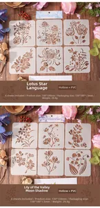 Detail of 130x130mm PVC floral painting stencils for DIY crafts and scrapbooking