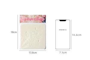 Size comparison of 18x13.8cm cream rose hollow painting stencil with a smartphone