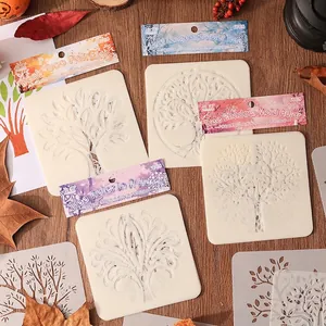 Pochoirs Arbre de Forêt Pour Peinture Modèles de Dessin Ajourés PET Réutilisables Pour Bricolage Art Décor Mural