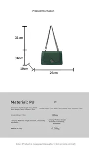 Detailed view of green woven crossbody bag showing V-pattern and precise dimensions