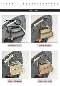 Référence de taille du sac selle à texture tissée, bordure contrastée et logo