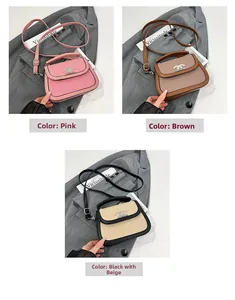 Vue détaillée des sacs de selle tissés en rose, marron et noir-beige avec fermoirs en métal