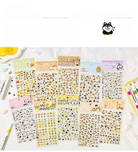 Detail of 10 animal-themed mini cartoon sticker sheets with cute stationery decorations