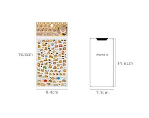 Cute hamster adventure stickers size comparison against iPhone 12 for journals and DIY