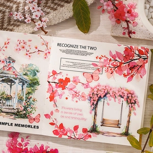 Δημιουργικά αυτοκόλλητα PET για scrapbooking με θέματα κερασιάς και κήπου