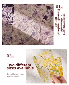 Vista macro di carta floreale a rilievo con trama goffrata e motivi di fiori vintage