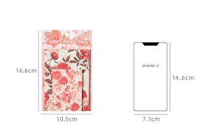 Dettaglio della carta scrapbooking floreale 16,6x10,5cm a confronto con iPhone 12