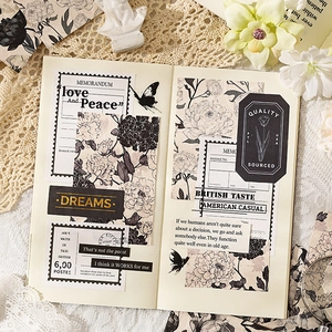 Set di carta scrapbooking vintage con motivi floreali, pizzo e adesivi botanici retrò