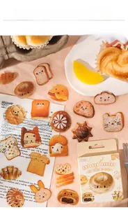 Artisan Bakery themed PET stickers showing croissants and toast in a cozy setting