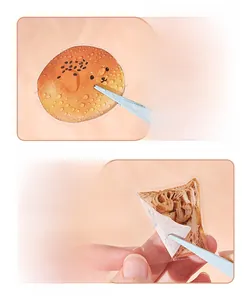 Close-up of waterproof PET bread stickers showing dog-face bun and croissant designs