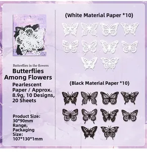 Dettaglio di 20 pezzi di carta farfalla perlata traforata per decorazioni scrapbooking fai da te
