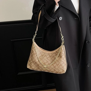 Sac hobo vintage imprimé avec chaîne dorée et bandoulière en cuir sur modèle