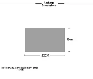 Detaildiagramm der Produktverpackungsmaße von 53 cm x 35 cm für den Schal