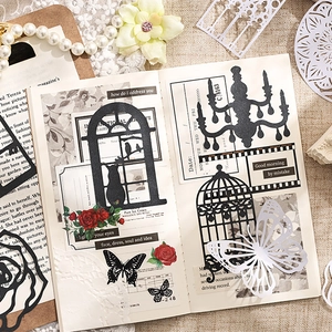 Vintage χαρτί scrapbooking με σχέδια από κούφιες πεταλούδες και τριαντάφυλλα σε ημερολόγιο